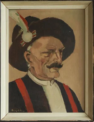 Remy De Pillecyn, Man with Hat, Oil on Canvas, 1964, Framed