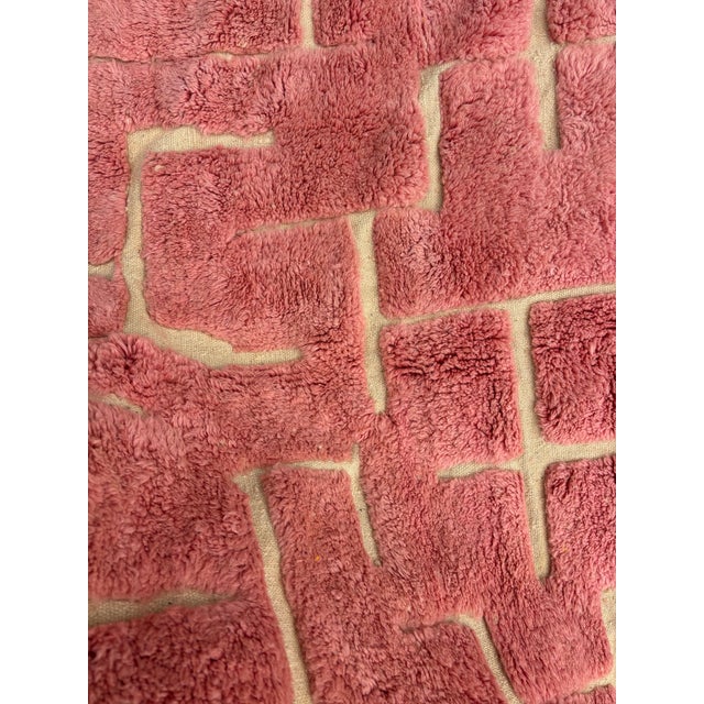 Mid-Century Modern Pink Beni Mrirt Mosaic Pattern Rug, 2010s For Sale - Image 3 of 12