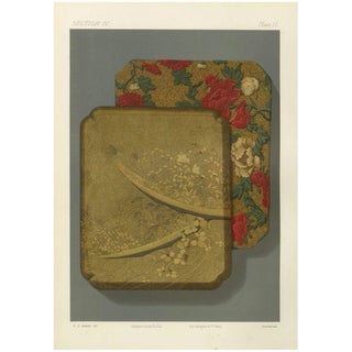 Japanese Lacquer and Textile Tray Designs, 1880s, Paper For Sale