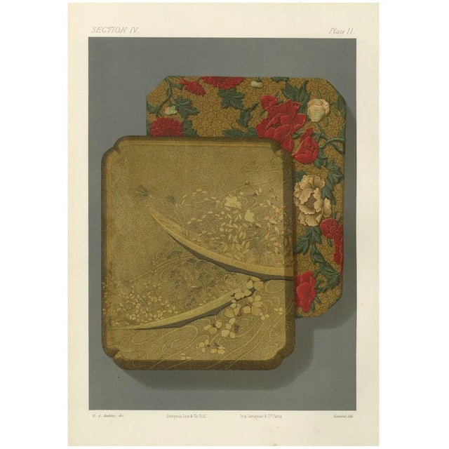 Japanese Lacquer and Textile Tray Designs, 1880s, Paper For Sale