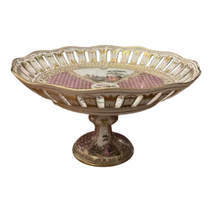 Late 19th Century Dresden Meissen Reticulated Compote