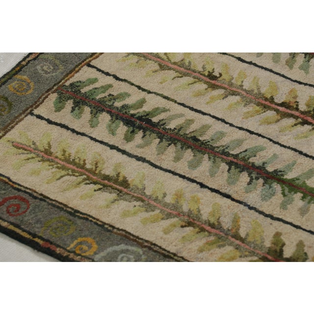 1920s Antique Hooked Square Rug in Beige With Floral Medallion, From Rug & Kilim For Sale - Image 5 of 8