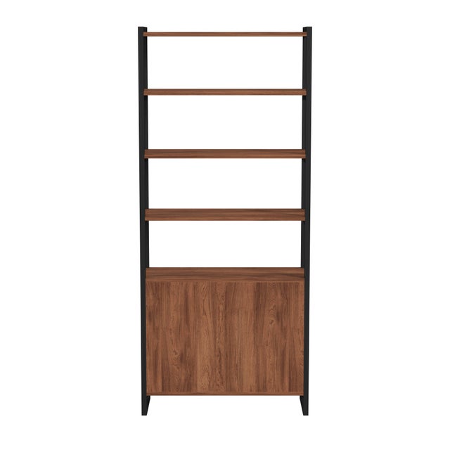 2020s Drake 73" 2 Door Walnut Bookcase, Medium Brown For Sale - Image 5 of 6