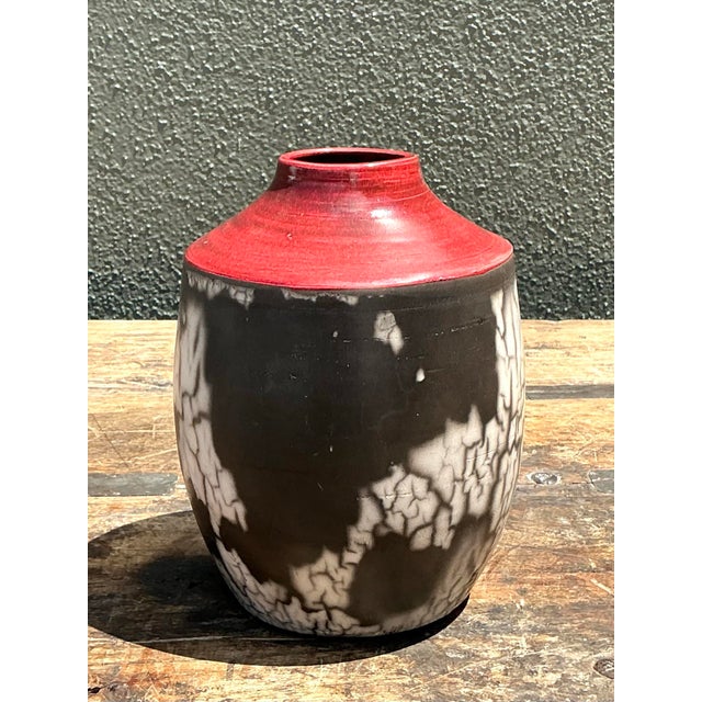 Vintage Original Raku Studio Pottery Vase For Sale - Image 12 of 12