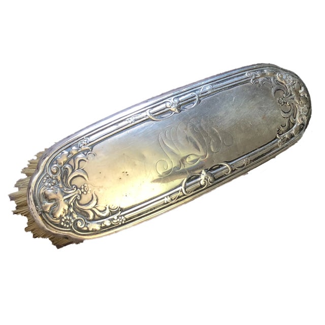 Shabby Chic Antique Sterling Clothing Shoe Brush For Sale - Image 3 of 7