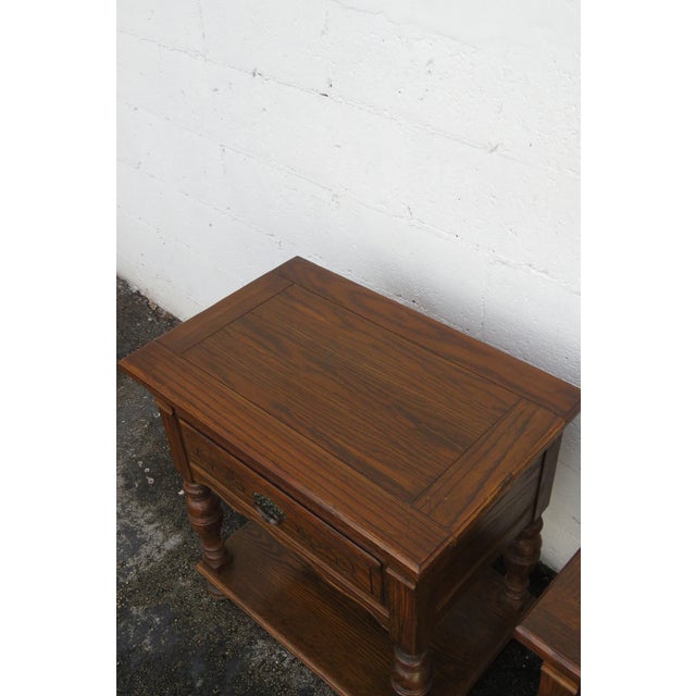 Ethan Allen Solid Oak Large Nightstands End Side Bedside Tables a Pair Chairish