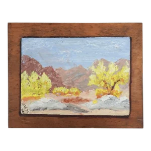 1980 Impressionist Autumn Mountain Desert Landscape Painting