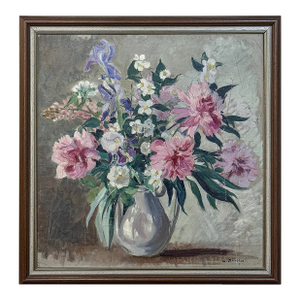 Framed Still Life Oil Painting on Canvas by G. Davoise