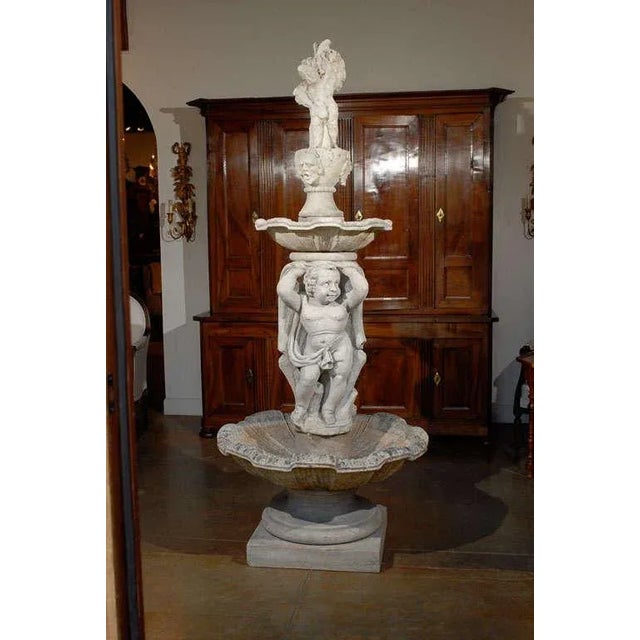 A large size Northern Italian carved stone fountain from the mid-19th century. This exquisite garden fountain was born in...