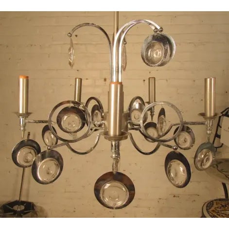 Mid-Century Modern 1960s Mid-Century Chrome Chandelier For Sale - Image 3 of 3
