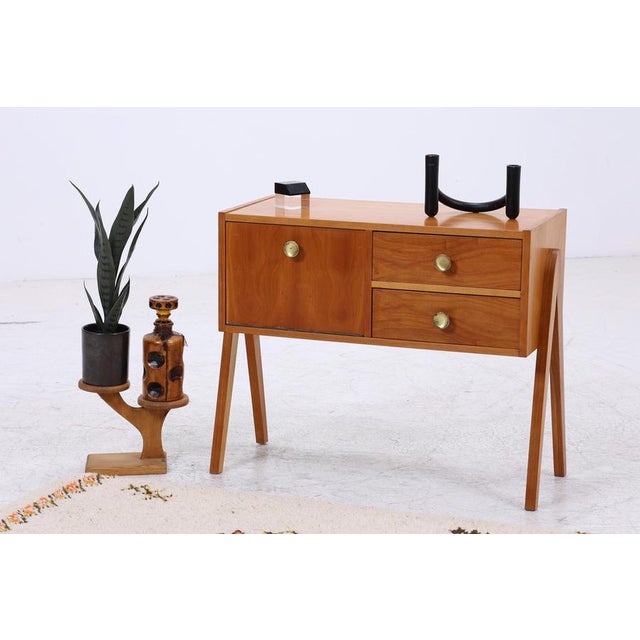 1960s Vintage Teak Bedside Table with Flap and Drawers, 1960s For Sale - Image 5 of 16