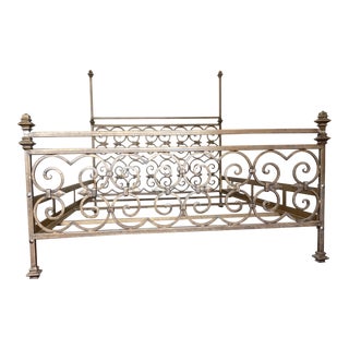 1980s Queen Size Wrought Iron Post Bed Frame For Sale