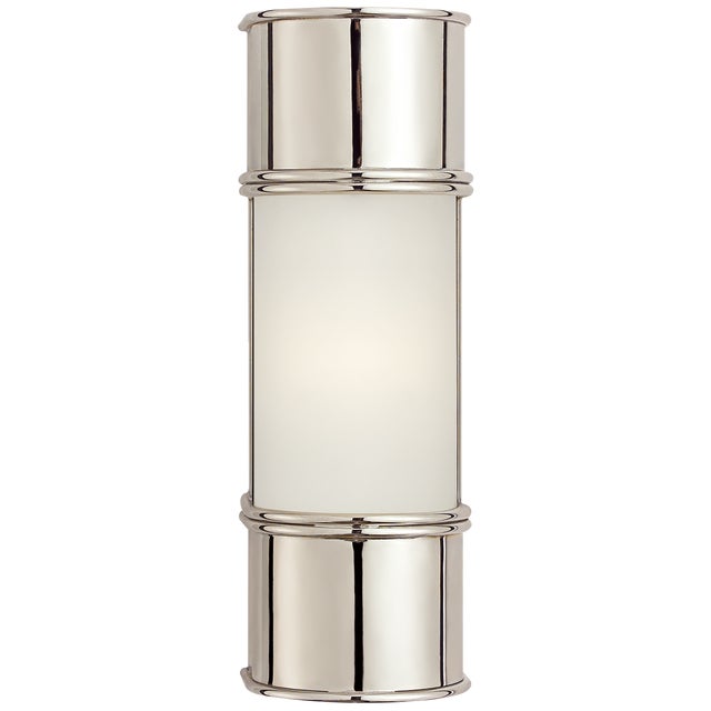 Chapman & Myers for Visual Comfort Signature Oxford 12" Bath Sconce in Polished Nickel with Frosted Glass For Sale