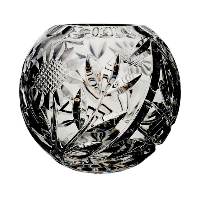 Lausitzer Margaret German Lead Crystal Rose Bowl 5" Sunflower Pattern For Sale - Image 12 of 14