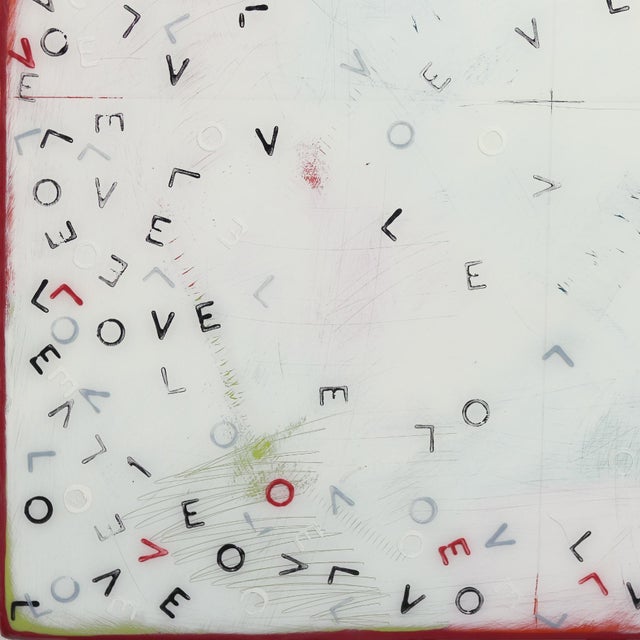 Heartfelt Love Letter - Original Minimalist Abstract Mixed Media Resin Painting on Wood Panel by Ricky Hunt For Sale In Los Angeles - Image 6 of 9