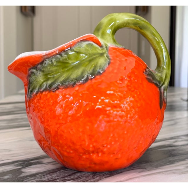 Vintage Majolica Style Citrus Motif Pitcher For Sale In Seattle - Image 6 of 14