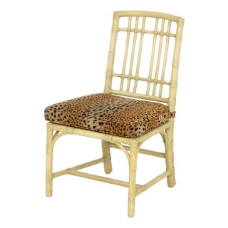 Modern Green Painted Faux Bamboo Side Chair For Sale