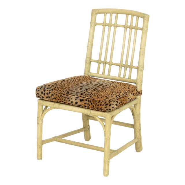 Modern Green Painted Faux Bamboo Side Chair For Sale
