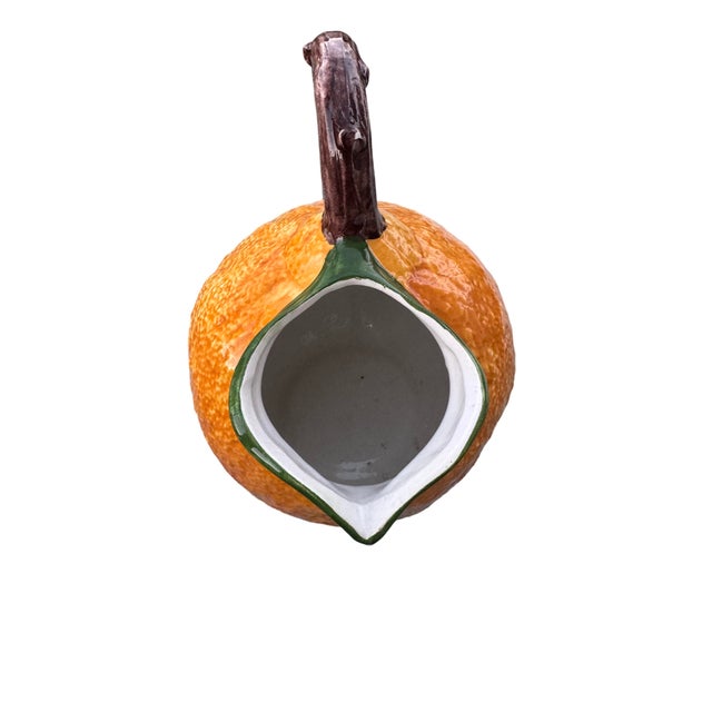 Vintage Italian Ceramic Orange Pitcher For Sale - Image 4 of 6