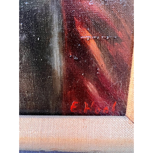 Textile Late 20th Century Ernest Burnett Hood, British Artist, Oil on Canvas Painting, Portrait For Sale - Image 7 of 10