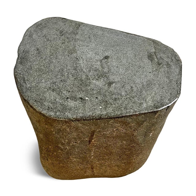 Vintage Outdoor Boulder Stone Side Table Stool For Sale - Image 4 of 6