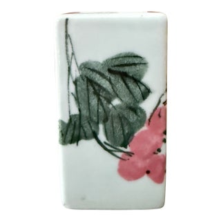 Signed Japanese Studio Porcelain Bud Vase Hand Painted Ikebana Style For Sale