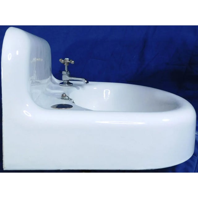 Metal 1952 Vintage Kohler High-Back Porcelain & Cast Iron Rounded Front Sink For Sale - Image 7 of 13