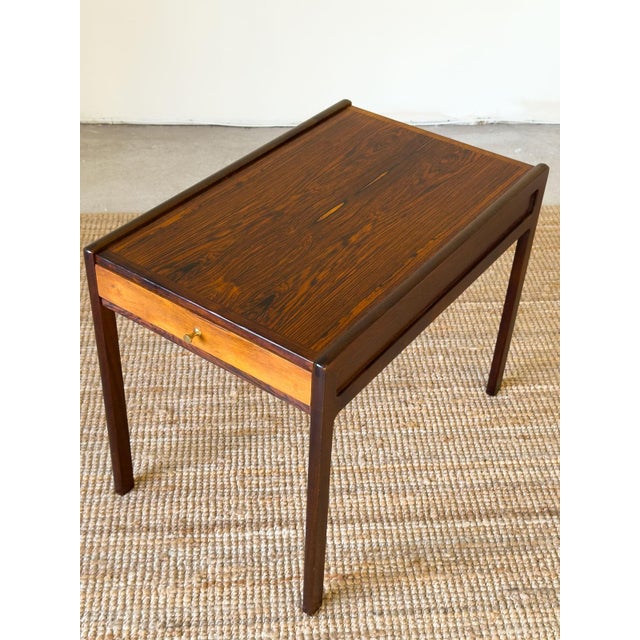 1960s Rosewood Side Table with Drawer by Helge Vestergaard Jensen, Denmark, 1960 For Sale - Image 5 of 13