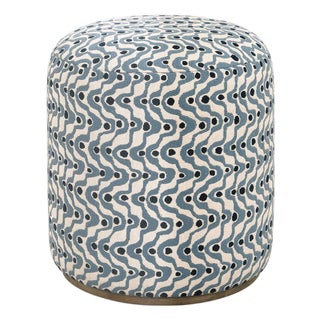 Cas Blue Fabric Ottoman For Sale