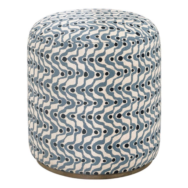 Cas Blue Fabric Ottoman For Sale