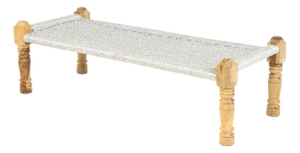 Contemporary Charpai Woven and Wood Bench