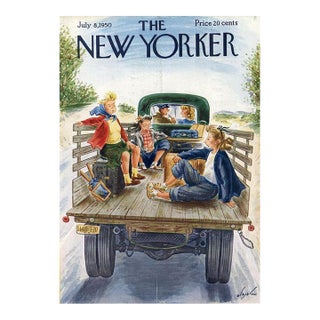 1950 Vintage New Yorker Magazine Cover, July 8, Constantin Alajalov Original Cover, Vacation For Sale