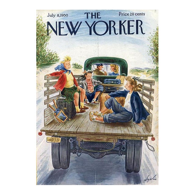 1950 Vintage New Yorker Magazine Cover, July 8, Constantin Alajalov Original Cover, Vacation For Sale