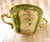 1930s Dresden Covered Two Handle Dessert Cup and Underplate With Raised Gold Trim For Sale - Image 9 of 18