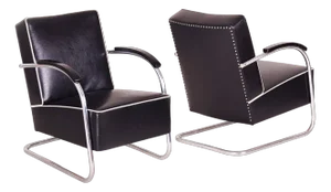 Set of Black Tubular Steel Cantilever Armchairs from Mücke Melder, 1930s