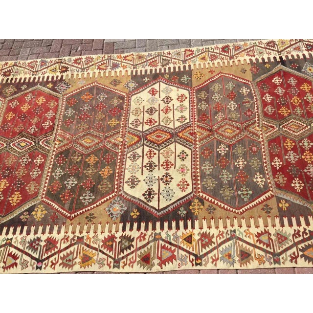 Shabby Chic Oversized Vintage Turkish Kilim Rug - 75" X 180" For Sale - Image 3 of 11