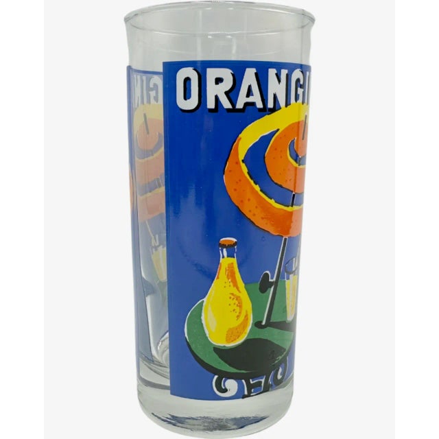 Vintage Set 6 Orangina Drinking Glasses For Sale - Image 4 of 15