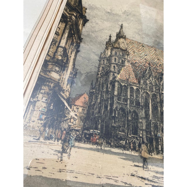 Luigi Kasimir Hand-Colored Etching “St. Stephen’s Cathedral Vienna” — Signed 1928, Limited Edition For Sale - Image 4 of 9