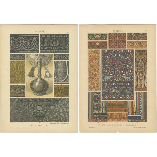 Gold Intricate Indian Craftsmanship in Dolmetschs, 1887, Paper, Set of 2 For Sale - Image 8 of 9