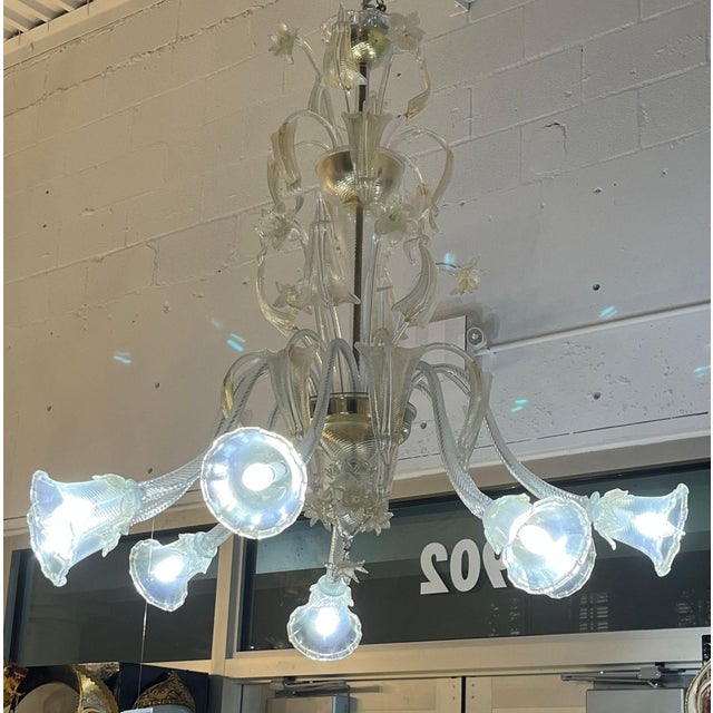 Transparent Zanchi Murano - 8 - Light Venetian Chandelier For Sale - Image 8 of 8