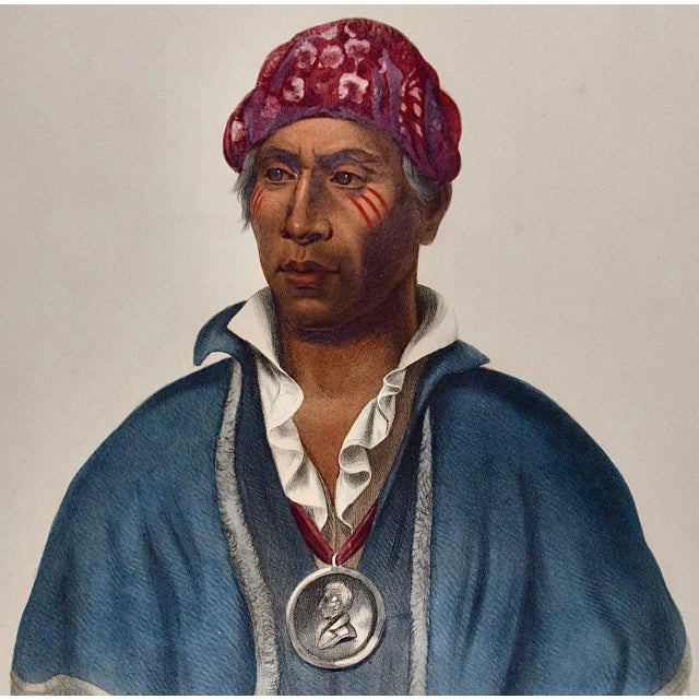 Qua-Ta-Wa-Pea, a Shawnee: 19th C. Folio Hand-Colored McKenney & Hall Lithograph, 1836 For Sale - Image 4 of 6
