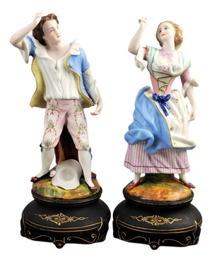 French Romantic Porcelain Figures by Letu & Mauger, Paris, 1860s, Set of 2