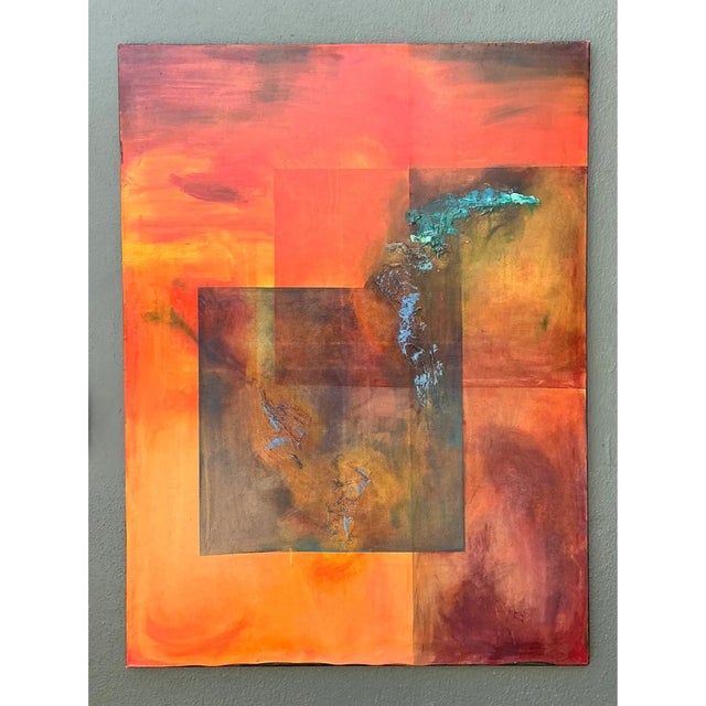 Mid-Century Modern Vintage Abstract Expressionist Oil Painting on Canvas For Sale - Image 3 of 13