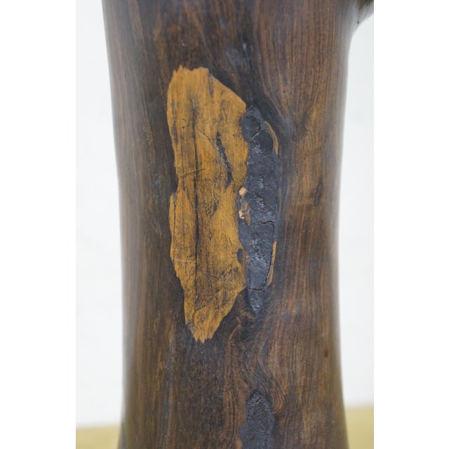 Vintage African Folk Art Carved Blackwood Tribal Warrior Head Bust Sculpture 18" For Sale - Image 14 of 14