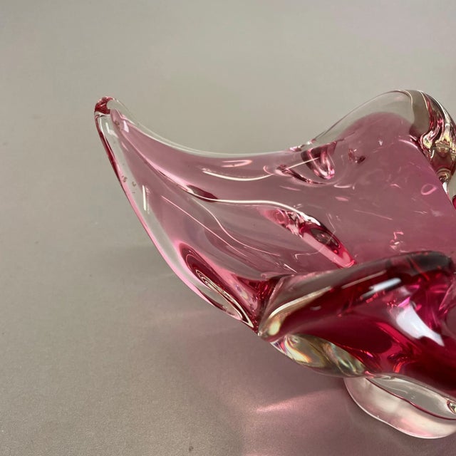 Large Murano Glass Pink Floral Bowl, Italy, 1970s For Sale - Image 6 of 17