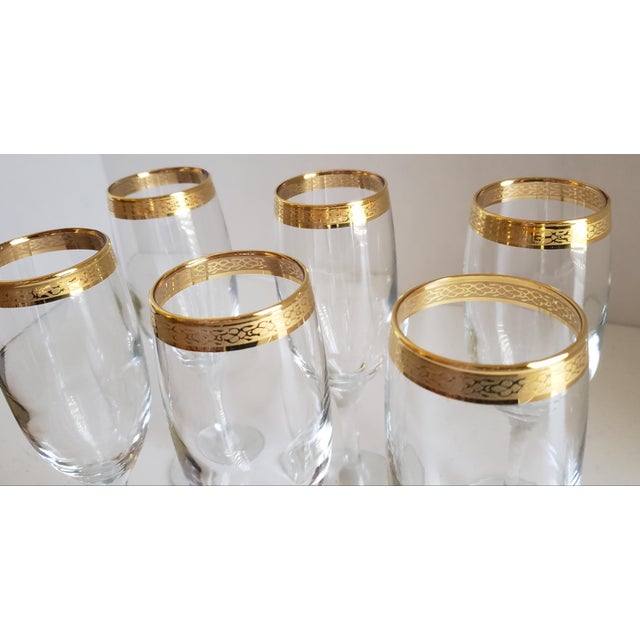 Vintage Mid-Century Circleware Classique Gold Rimmed Champagne Flutes Set of 6 in Original Box For Sale - Image 4 of 10