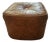 Vintage MCM Brown Hassock Faux Leather Square Footstool For Sale