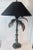 Hollywood Regency Mid 20th Century Table Lamp in Shape of Palm Tree with Art Glass Disks and Metal Metal Fronds For Sale - Image 3 of 10