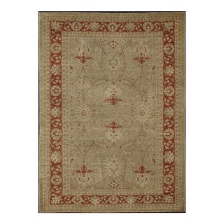 Sultanabad Design Rug With Stylized Design in Light Camel, Cream & Garnet Red by Keivan Woven Arts For Sale