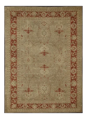 Sultanabad Design Rug With Stylized Design in Light Camel, Cream & Garnet Red by Keivan Woven Arts